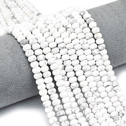 Natural Howlite Beads Strands G-P575-A32-6x4mm-1