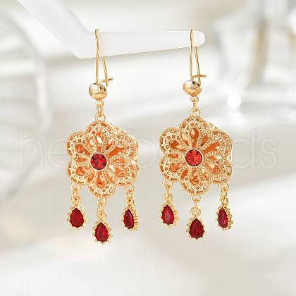 Alloy Cubic Zirconia Flower Tassel Hoop Earrings ZX0085-1-1