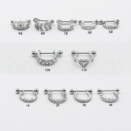 Stainless Steel Clear Cubic Zirconia Nipple Stirrups WG352FA-04-1