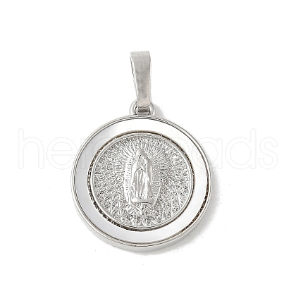 Brass Pave Natural White Shell Pendants KK-S522-06C-P-1