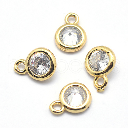 Brass Cubic Zirconia Charms KK-J269-C02-G-NR-1