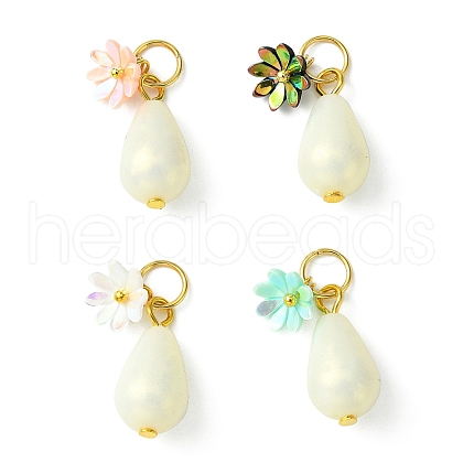 Acrylic Flower & ABS Plastic Imitation Pearl Pendant PALLOY-JF02250-1