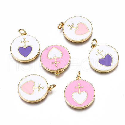 Brass Enamel Pendants ZIRC-T014-033G-NF-1