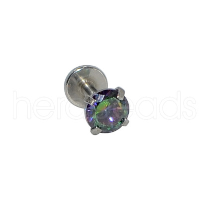 304 Stainless Steel Colorful Synthetic Opal Internally Threaded Labrets For Women Men WGF4990-42-1