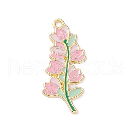 Light Gold Plated Alloy Enamel Pendants ENAM-D065-01KCG-05-1