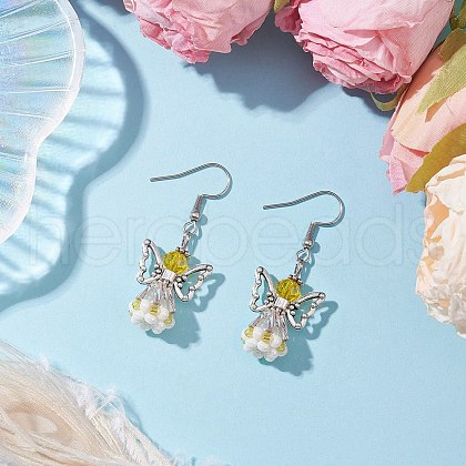 Angel Handmade Glass Seed Beads Dangle Earrings for Women EJEW-MZ00394-01-1