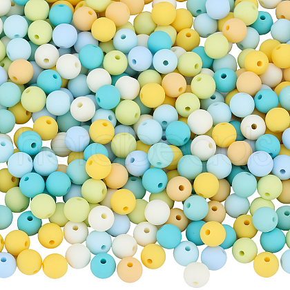 SOFPLATE 500Pcs Rubberized Style Imitated Silicone Acrylic Beads MACR-SP0001-07F-1