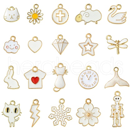 20Pcs 20 Styles Alloy Enamel Pendants ENAM-FS0001-73C-1