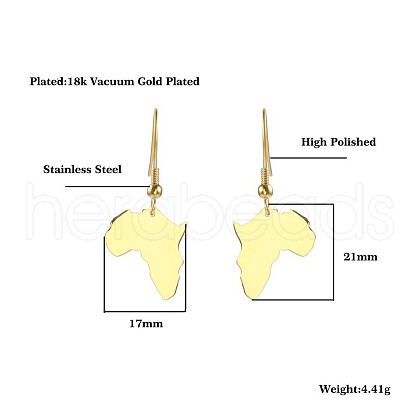 African Map Shaped Dangle Earrings DG1061-2-1