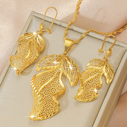 Brass Pendant Necklaces & Earrings Sets FS-WG55EFA-01-1