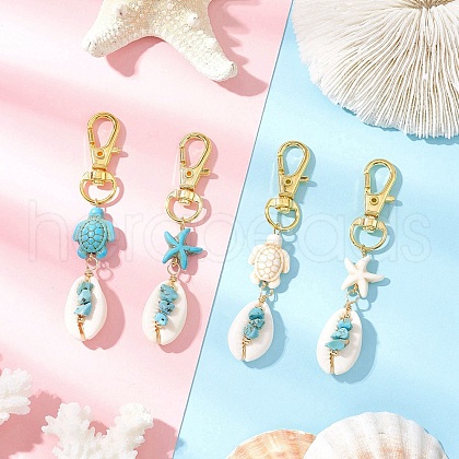 4Pcs Natural Cowrie Shell Pendant Decorations HJEW-JM03319-02-1