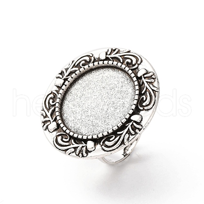 Vintage Adjustable Iron Finger Ring Components Alloy Cabochon Bezel Settings PALLOY-O039-08AS-1