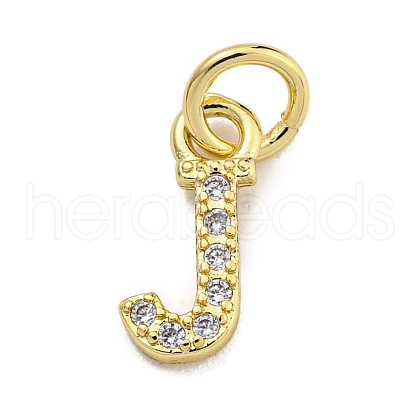 Initial Letter Brass with Cubic Zirconia Charms KK-Q814-26J-G-1