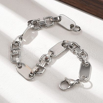 304 Stainless Steel Oval Link Chain Bracelets for Women Men BJEW-A033-04P-1