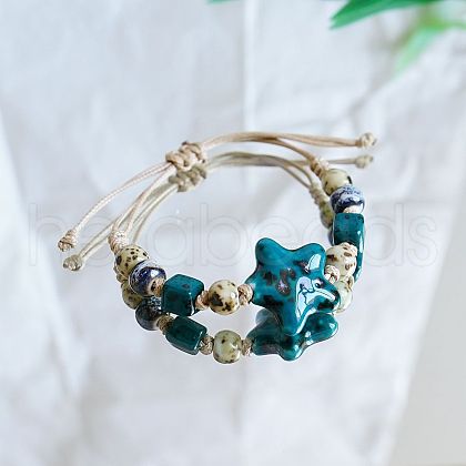 Star Ceramic Beads Braided Bead Bracelets FS-WGBFE2E-03-1