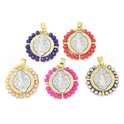 Brass Glass Pendants KK-Z101-07G-1