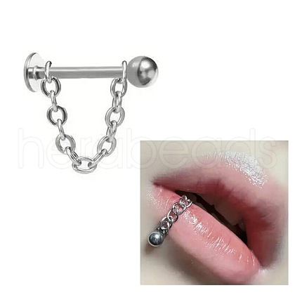 304 Stainless Steel Lip Labrets with Chains FS-WG77CC5-01-1