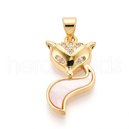 Brass Micro Pave Clear Cubic Zirconia Pendants KK-N268-15G-1