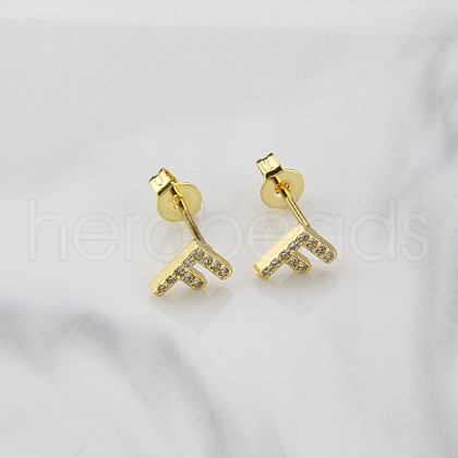 Brass Clear Cubic Zirconia Stud Earrings WGC2A80-06-1