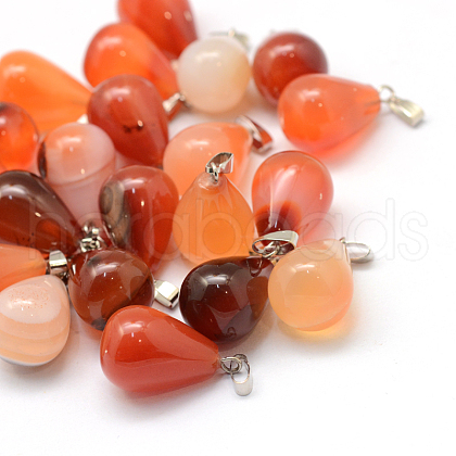 Teardrop Natural Carnelian Pendants G-Q435-12-1