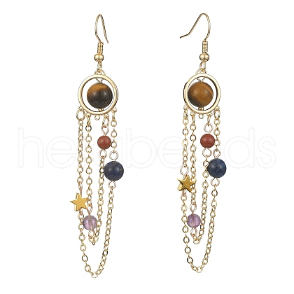 Natural Gemstone Dangle Earrings EJEW-TA00257-1
