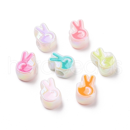 UV Plating Rainbow Iridescent Acrylic European Beads SACR-E009-33-1