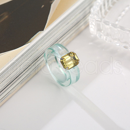 Rectangle Resin with Glass Finger Rings for Women FS-WG96B1D-03-1