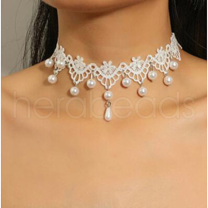 Gothic Style Resin Tassel Lace Chain Necklaces WG2E9D0-05-1