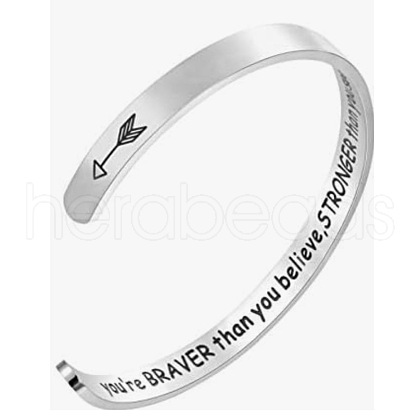 Inspirational 304 Stainless Steel Cuff Bangles FS-WG30F15-07-1