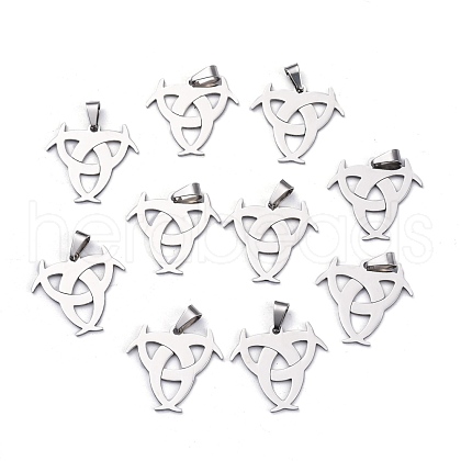 Tarnish Resistant Boy Jewelry Original Color 201 Stainless Steel Triangle Knot Pendants STAS-I032-228-1