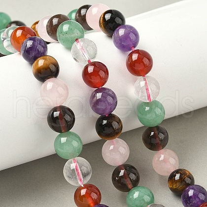 Natural Mixed Gemstone Beads Strands G-P574-A02-10mm-1