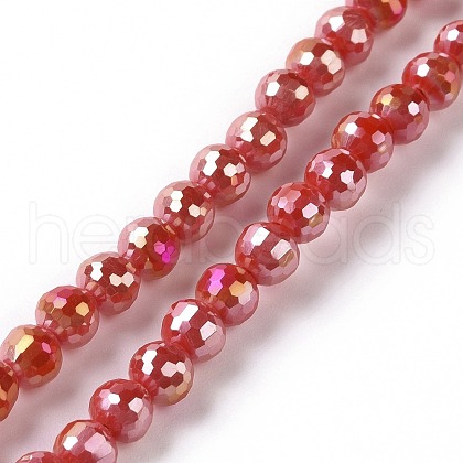 Electroplate Opaque Solid Color Glass Beads Strands X-GLAA-E036-11E-1