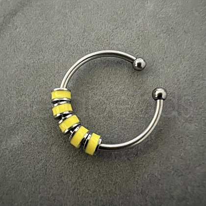 304 Stainless Steel Enamel Disc Beaded Adjustable Open Rings FS-WGAD8B0-08-1