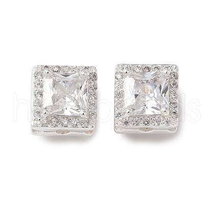 Brass Micro Pave Clear Cubic Zirconia Beads KK-G531-04S-1
