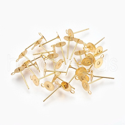 304 Stainless Steel Stud Earring Settings STAS-E025-G-1