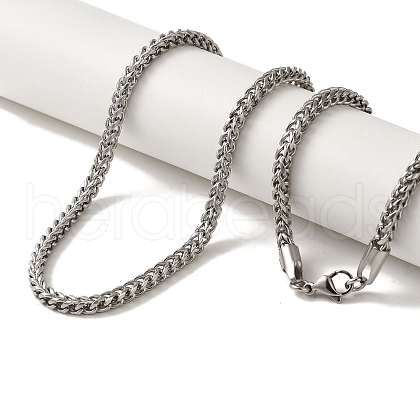 Non-Tarnish 304 Stainless Steel Wheat Chain Necklaces for Women Men BJEW-Q341-13P-1