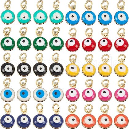  40Pcs 10 Colors Real 18K Gold Plated Plated Brass Enamel Beads KK-NB0001-45-1