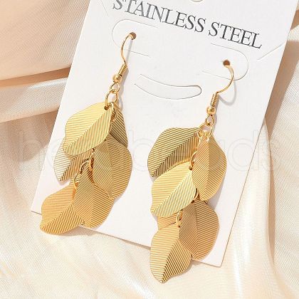 304 Stainless Steel Dangle Earrings EJEW-S253-09G-1