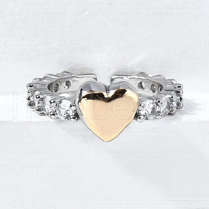 Brass Micro Pave Cubic Zirconia Cuff Rings RJEW-D313-02PG-1