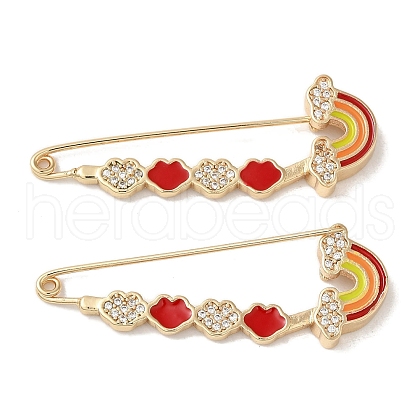 Real 18K Gold Plated Brass with Rhinestone Brooches JEWB-M040-01G-03-1