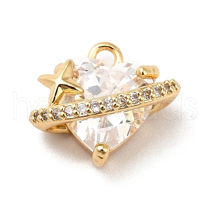 Brass Cubic Zirconia Charms KK-M233-10G-A-1