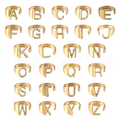 26Pcs 26 Style Alloy Alphabet Open Cuff Rings JR851A-1