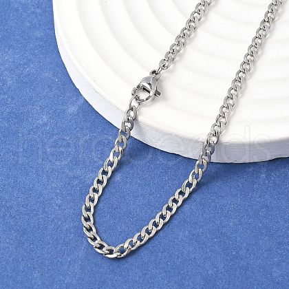 Tarnish Resistant 304 Stainless Steel Curb Chain/Twisted Chain Necklace Making STAS-A028-N108P-1
