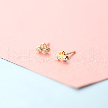 Brass Micro Pave Clear Cubic Zirconia Stud Earrings FS-WGE47D1-13-1