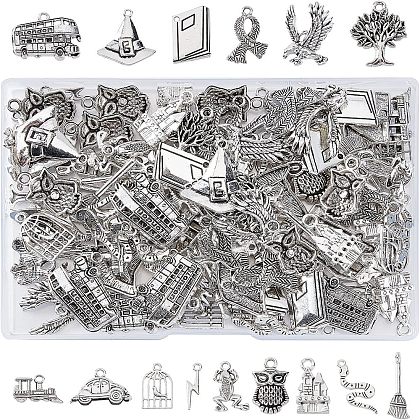 SUPERFINDINGS 150Pcs 15 Style Tibetan Style Alloy Pendants for Teachers' Day TIBE-FH0001-14-1