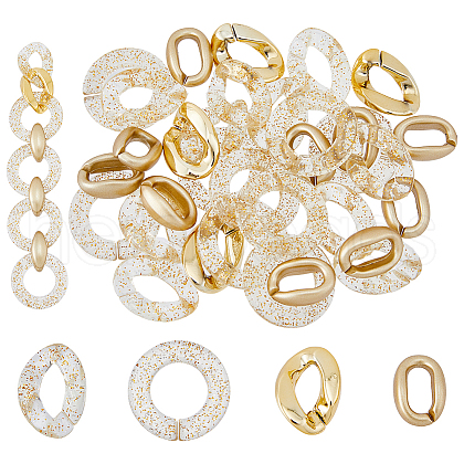 SUPERFINDINGS 120Pcs 4 Sytle CCB Plastic & Acrylic Linking Rings FIND-FH0006-19-1