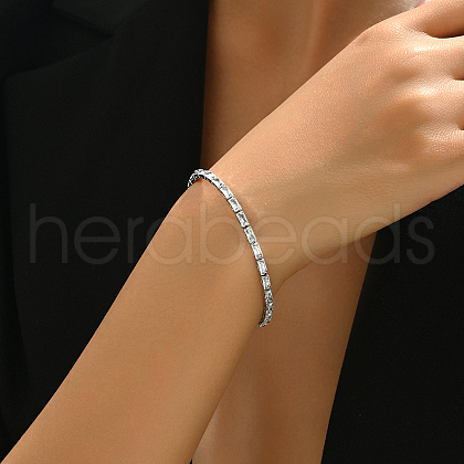 Elegant Brass Cubic Zirconia Chain Bracelets for Women's Daily Wear DT7615-1-1