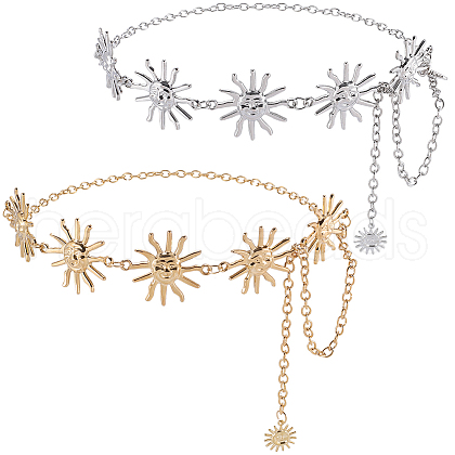 Gorgecraft 2Pcs 2 Colors Alloy Link Chain Belts AJEW-GF0009-21B-1