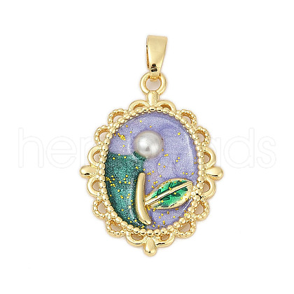 Brass Enamel Pendants KK-U068-11B-02G-1