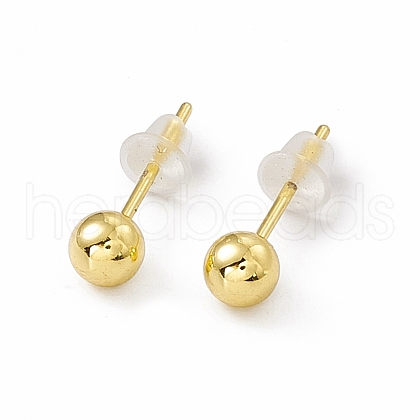 Brass Tiny Ball Stud Earrings for Women EJEW-P211-02G-1